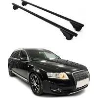 Omtec Dachträger Grundtäger für Audi A6 C6 Allroad 2006-2011 75kg Metall Schwarz 2 tlg