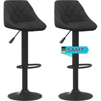 DELUKE Barhocker DUKE höhenverstellbar 2er Set Schwarz Samt | Barstühle drehbar Küchenhocker Thekenhocker für Küche Hausbar