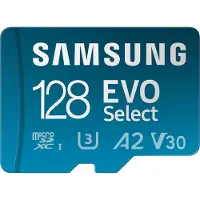 Samsung EVO Select (2024) microSD-Karte + SD-Adapter, 128 GB, Speicherkarte für Smartphone und Tablet, UHS-I U3, 4K UHD, Full HD, 160 MB/s Lesen, MB-ME128SA/EU