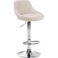 CLP Barhocker Lazio Stoff höhenverstellbar und 360 Grad drehbar | Farbe creme Gestell Farbe chrom
