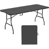 Vevor Klapptisch Buffettisch tragbarer Allzwecktisch 180 cm, rechteckiger Kunststofftisch (für 4-6 Personen) mit integriertem Griff, Gartentisch Campingtisch für Partys Picknick Camping, Schwarz