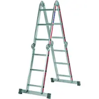Hymer Vielzweckleiter, 4x4 Sprossen, senkr. Höhe 2,25 m, Reichhöhe 3,55 / 5,60 m, Gewicht 14,6 kg