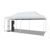 Goplus 600 x 300cm Pop-Up Überdachungszelt, 3-stufig höhenverstellbares Pavillon mit Rädern & Aufbewahrungstasche, Wasserdichter & UV-beständiger Faltpavillon