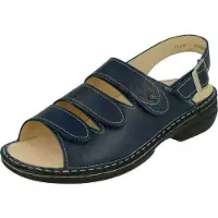 Finn Comfort Bequeme Sandalette Saloniki, Damen, Bluette, Blau, Leder, NEU - Damenschuhe Sandale bequem / lose Einlage, Blau