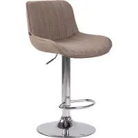 DELUKE Barhocker BEKIM - Stoff Taupe 50x50x86 cm Silber | Barstuhl Mit Lehne Drehbar Tresenhocker Tresenstuhl Kneipenhocker Kneipenstuhl