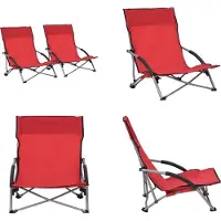 vidaXL Klappbare Strandstühle 2 Stk. Rot Stoff - Strandstuhl - Strandstühle - Campingstuhl - Campingstühle