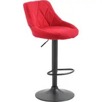 DELUKE Barhocker FALON - Stoff Rot 46x49x83 cm Schwarz | Barstuhl Mit Lehne Drehbar Tresenhocker Tresenstuhl Kneipenhocker Kneipenstuhl