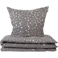 Schiesser Bettwäscheset Runa | Winterprint | Feinbiber | 2-teilig | 100% Baumwolle | Kuschelweich | YKK-Reißverschluss | 135x200 cm + 80x80 cm | Grau