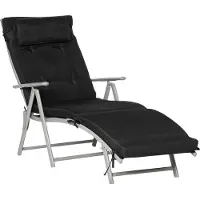 Welikera Sonnenliege klappbar Strandliege mit Kopfkissen Sitzkissen Liegestuhl mit 7-Fach verstellbare Rückenlehne Gartenliege Relaxliege bis 165 kg belastbar, für Garten Urlaub Outdoor, Schwarz