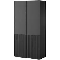 Bettso Stilvoller geriffelter Kippschrank mit Stange 100cm SANDBOX NOVA Schwarz
