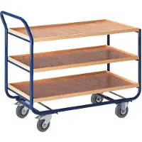 ROLLCART Tischwagen m. Holzrand, L 1000 x B 575 mm, 3 Etagen
