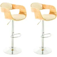 CLP 2er Set Barhocker Kingston Kunstleder drehbar mit Höhenverstellung natur/creme