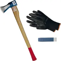 Vasalat Stubai Spaltaxt mit Keilstegen mit Stiel, Länge 700mm - für höchste Spaltleistung + Spaltkeil 225x55mm