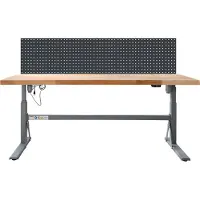 Proregal Höhenverstellbare Werkbank Giant Rhino mit Lochplatte | HxBxT 70-117x200x75cm | Traglast 300kg | Staubgrau/Anthrazitgrau