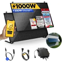 Solakon Balkonkraftwerk 1000W Solaranlage mit Wand/Gartenhaus Halterung Steckerfertig Komplettset Photovoltaik Anlage 800W, Kabellänge: 5m,