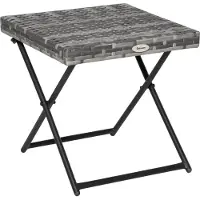 Outsunny Polyrattan Beistelltisch Gartentisch klappbar Couchtisch Gartenmöbel Falttisch Metall Grau 40 x 40 x 40 cm