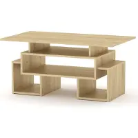 Rodnik Couchtisch "Tandem" Eiche Sonoma Design Tisch Wohnzimmertisch Beistelltisch ABS Kanten mit Ablagen