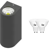 Braytron Außenwandleuchten Wandlampen Antrasit- Model-L 2x Leuchtmittel Kaltweiß
