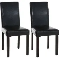 CLP 2er Set Esszimmerstuhl Ina Kunstleder mit Holzgestell schwarz Gestell Farbe dunkelbraun