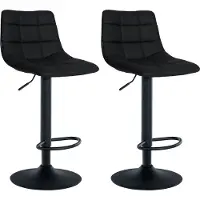 DELUKE Barhocker 2er Set DUBAI - Schwarz, Kunstleder, Schwarz | Barhocker mit Lehne Barstuhl Tresenhocker Tresenstuhl Kneipenhocker Kneipenstuhl