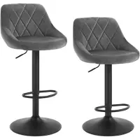 Woltu Barhocker 2er Set, Barstuhl, Gute gepolsterte Sitzfläche aus Samt, Höhenverstellbar, 360° Drehbar, Dunkelgrau