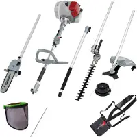 Ikra 4in1 Benzin Multitool IBKH 33-1| Rasentrimmer 43cm | Freischneider Ø 25,5cm | Teleskop Heckenschere | Entaster | Kettenfeile & Netz-Schutschild