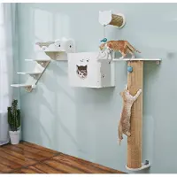 Cats Design Katzen Kletterwand Set xxl große Katzen stabil 5 Teilig Wandkratzbaum T2