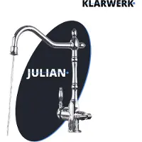 KLARWERK Julian | Retro 3-Wege Armatur Edelstahl Chrom glänzend | Filter Wasserhahn Küche Silber | Osmose Mischbatterie U-Auslauf 3 Anschlüsse