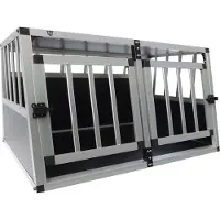 SPOCADO "Villa" Hundetransportbox | 89 x 69 x 50 cm | 12 kg | Aluminium & MDF | Stabile Kunststoffecken | Witterungsbeständig | schwarz/grau | SCO-8