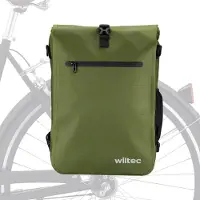 Wiltec Gepäckträgertasche oliv, Fahrradtasche Rucksack 25 l Stauraum, Gepäcktasche mit Laptopfach, wasserresistente Fahrrad Tasche