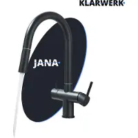 KLARWERK Jana | ausziehbare 3-Wege Armatur Edelstahl Schwarz matt |Filter Trinkwasser Wasserhahn Küche | Osmose Mischbatterie U-Auslauf 3 Anschlüsse