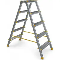 Proregal Metal Double Giraffe Doppelseitige-Aluminium-Stufenstehleiter | 5 Stufen | 109cm hoch | 150kg Tragkraft | Leiter, Trittleiter, Stufenleiter, Haushaltsleiter