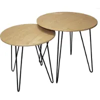 Noor living 2er Set Beistelltische aus MDF und Metall in braun-schwarz