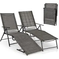 KOMFOTTEU 2er Set Sonnenliege, klappbarer Liegestuhl mit verstellbaren Rückenlehne, Strandliege für Garden, Strand,Pool (Braun)