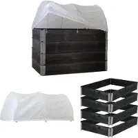 TRUTZHOLM Hochbeet mit Abdeckung 5-teilig Palettenrahmen 120x80x80cm aus Holz stapelbar Garten Balkon