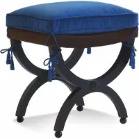 Casa Padrino Luxus Barock Hocker Schwarz / blau H. 48 cm - Barock Möbel - Italy