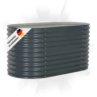 DELUKE rundes Hochbeet für Garten BLUMO | Verzinkter Stahl | Wetterfest | Gartenbeet rund Kräuterbeet Blumenbeet Frühbeet für Garten Gemüsebeet, 160x80x81cm, Grau