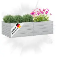 DELUKE Hochbeet für Garten OSKAR Silber | 160x80x45cm | Verzinkter Stahl | Wetterfest | Gartenbeet Kräuterbeet Blumenbeet Beet hoch Frühbeet für Garten Gemüsebeet