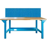 Proregal Werkbank Giant Rhino Plus mit Lochplatte | HxBxT 131x200x70cm | Traglast 500kg | Lichtblau