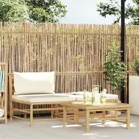 vidaXL "2026 Promotion" 3-tlg. Garten-Lounge-Set mit Kissen Bambus - Gartenstühle CC7025