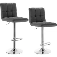 Woltu Stilvoller Barhocker 2er Set aus Leinen & Metallbeinen dunkelgrau