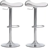 DELUKE 2er Set Barhocker TANOR - Kunstleder Weiß 45x45x71 cm Silber | Barstuhl Höhenverstellbar Mit Lehne Drehbar Tresenhocker Tresenstuhl Kneipenhocker