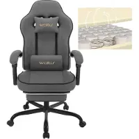 Woltu Gaming Stuhl mit Taschenfederkissen, ergonomischer Drehstuhl, Tech-Stoff, Grau