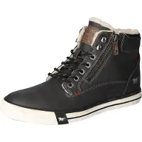 Mustang Herren Sneaker High Top Stiefelette Warmfutter Reißverschluss 4072-604, Größe:46 EU, Farbe:Schwarz