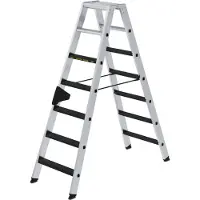 MUNK Günzburger Steigtechnik Stufen-Stehleiter 250 kg beidseitig begehbar mit clip-step R13 2x7 Stufen