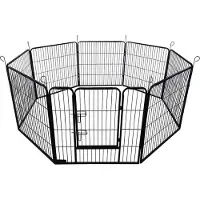 HOME DELUXE - Welpenauslauf BARKI - 80 x 80 cm, 8-Teilig, Farbe: Schwarz, inkl. Türverriegelung, abgerundete Ecken und Kanten I Welpenspielplatz Welpenfreilauf
