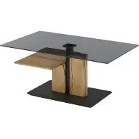 Freiraum Couchtisch >DELMAS< Höhenverstellbar, Rollen, Eiche / schwarz - 105x45/63x65 (BxHxT)