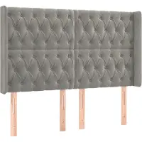 Syfax Kopfteil mit Ohren Hellgrau 147x16x118/128 cm Samt