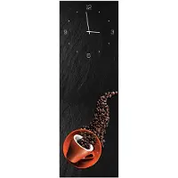 Levandeo Wanduhr aus Glas 20x60cm Uhr als Glasbild Kaffee Bohnen Design Deko