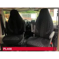 BREMER SITZBEZÜGE Maß Piloten Schonbezüge Sitzbezüge kompatibel mit Wohnmobil Camper Hymer Ducato Fahrer & Beifahrer WPL408 Schonbezug Set in Schwarz/Weiße Naht